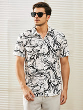 Monochrome Marble Flow Shirt – Black Abstract Swirl Print on White