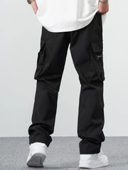 Fitwala™ Black Utility Cargo Pants – Multi-Pocket Korean Streetwear Style