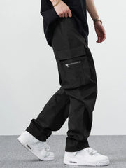 Fitwala™ Black Utility Cargo Pants – Multi-Pocket Korean Streetwear Style