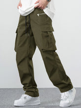 Fitwala™ Green Utility Cargo Pants – Multi-Pocket Korean Streetwear Style