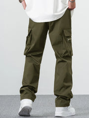 Fitwala™ Green Utility Cargo Pants – Multi-Pocket Korean Streetwear Style