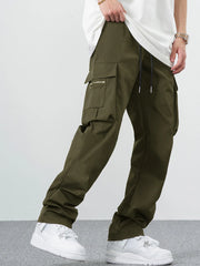 Fitwala™ Green Utility Cargo Pants – Multi-Pocket Korean Streetwear Style