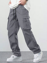 Fitwala™ Dark Grey Utility Cargo Pants – Multi-Pocket Korean Streetwear Style