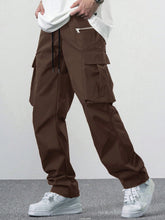 Fitwala™ Brown Utility Cargo Pants – Multi-Pocket Korean Streetwear Style