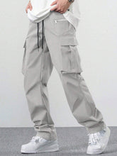 Fitwala™ Light Grey Utility Cargo Pants – Multi-Pocket Korean Streetwear Style