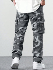 Fitwala™ Army Gray Utility Cargo Pants – Multi-Pocket Korean Streetwear Style