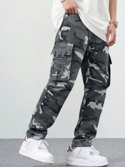 Fitwala™ Army Gray Utility Cargo Pants – Multi-Pocket Korean Streetwear Style