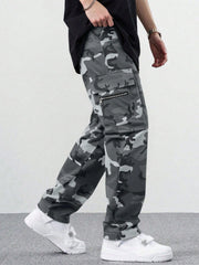 Fitwala™ Army Gray Utility Cargo Pants – Multi-Pocket Korean Streetwear Style