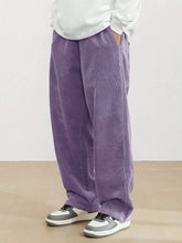 Purple Korean Casual Regular Fit Corduroy Trouser