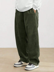 Army Green Korean Casual Regular Fit Corduroy Trouser