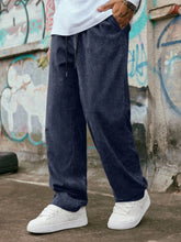 Dark Blue Korean Casual Regular Fit Corduroy Trouser