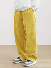 Yellow Korean Casual Regular Fit Corduroy Trouser