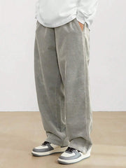 Light Grey Korean Casual Regular Fit Corduroy Trouser