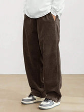 Coffee Brown Korean Casual Regular Fit Corduroy Trouser