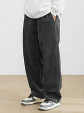 Dark Grey Korean Casual Regular Fit Corduroy Trouser
