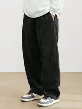 Black Korean Casual Regular Fit Corduroy Trouser