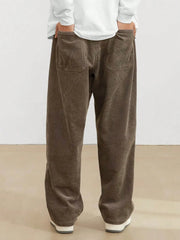 Brown Korean Casual Regular Fit Corduroy Trouser