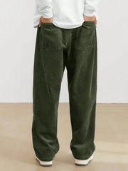 Army Green Korean Casual Regular Fit Corduroy Trouser