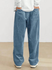 Baby Blue Korean Casual Regular Fit Corduroy Trouser