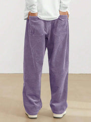 Purple Korean Casual Regular Fit Corduroy Trouser