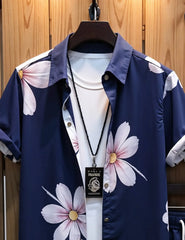 Men's Summer Floral Hawaiian Shirt & Shorts Set – Casual Beachwear Outfit
