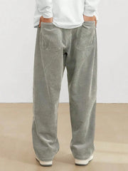 Light Grey Korean Casual Regular Fit Corduroy Trouser