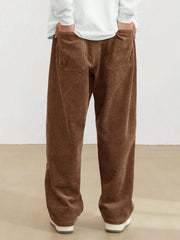 Rust Brown Korean Casual Regular Fit Corduroy Trouser