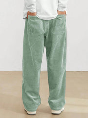 Cadet Blue Korean Casual Regular Fit Corduroy Trouser