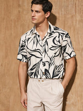 Monochrome Jungle Breeze Shirt – Bold Black Leaf Print on Cream