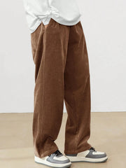 Rust Brown Korean Casual Regular Fit Corduroy Trouser