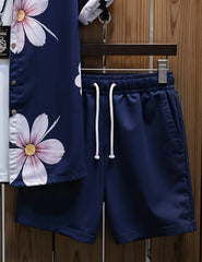 Men's Summer Floral Hawaiian Shirt & Shorts Set – Casual Beachwear Outfit