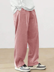Soft Rose Korean Casual Regular Fit Corduroy Trouser