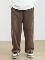 Brown Korean Casual Regular Fit Corduroy Trouser