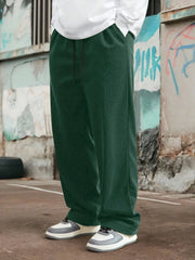 Green Korean Casual Regular Fit Corduroy Trouser