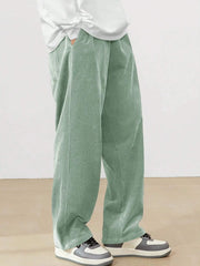 Cadet Blue Korean Casual Regular Fit Corduroy Trouser