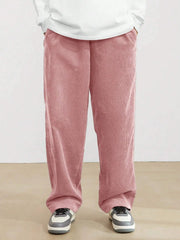 Soft Rose Korean Casual Regular Fit Corduroy Trouser