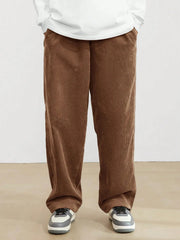 Rust Brown Korean Casual Regular Fit Corduroy Trouser