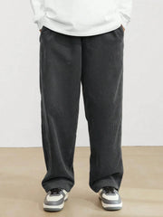 Dark Grey Korean Casual Regular Fit Corduroy Trouser