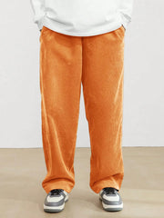 Orange Korean Casual Regular Fit Corduroy Trouser