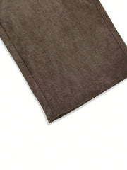 Brown Korean Casual Regular Fit Corduroy Trouser