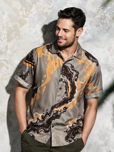 Lava Flow Luxe Shirt – Abstract Swirl Print in Earthy Tones