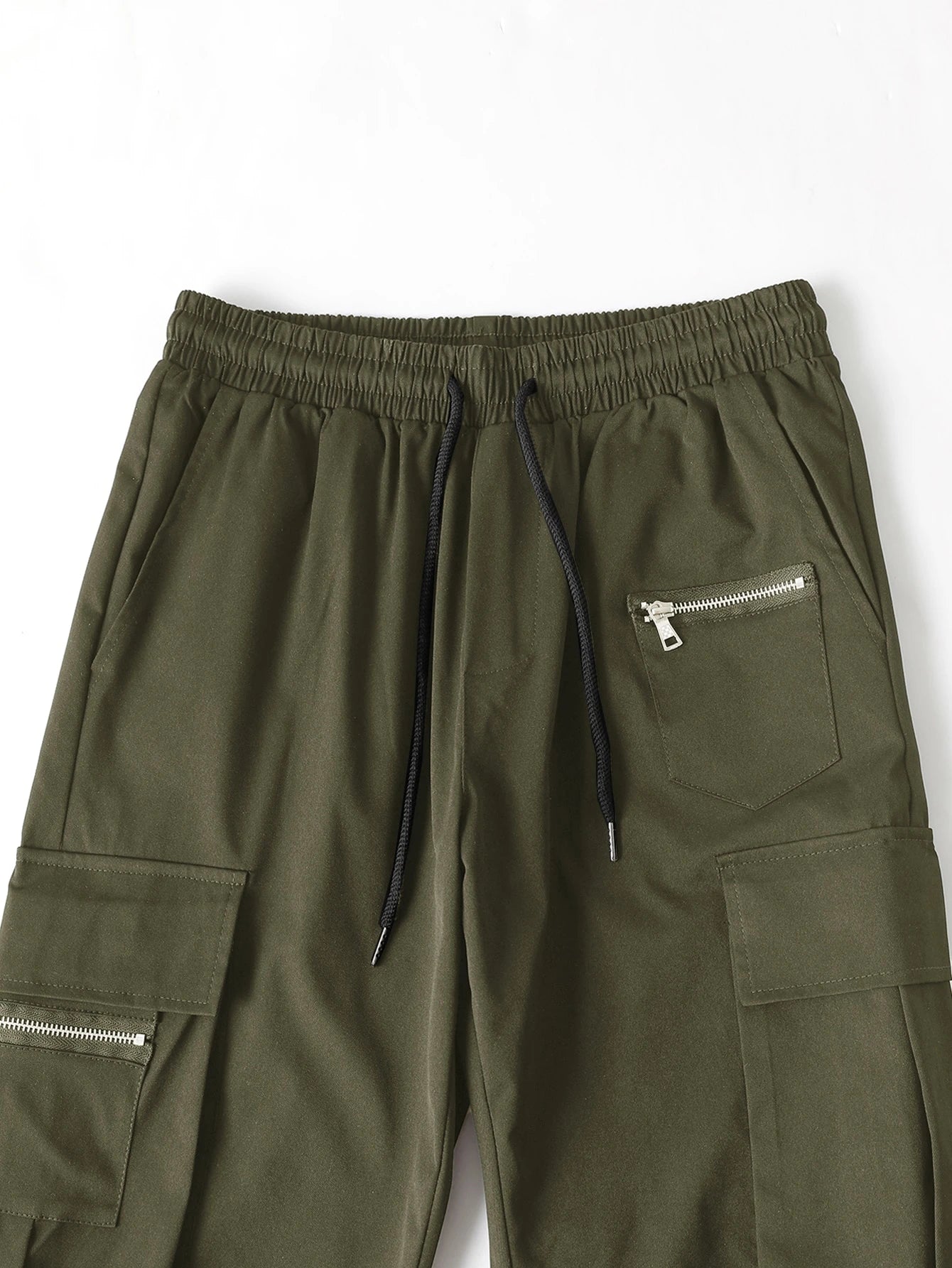 Fitwala™ Green Utility Cargo Pants – Multi-Pocket Korean Streetwear Style