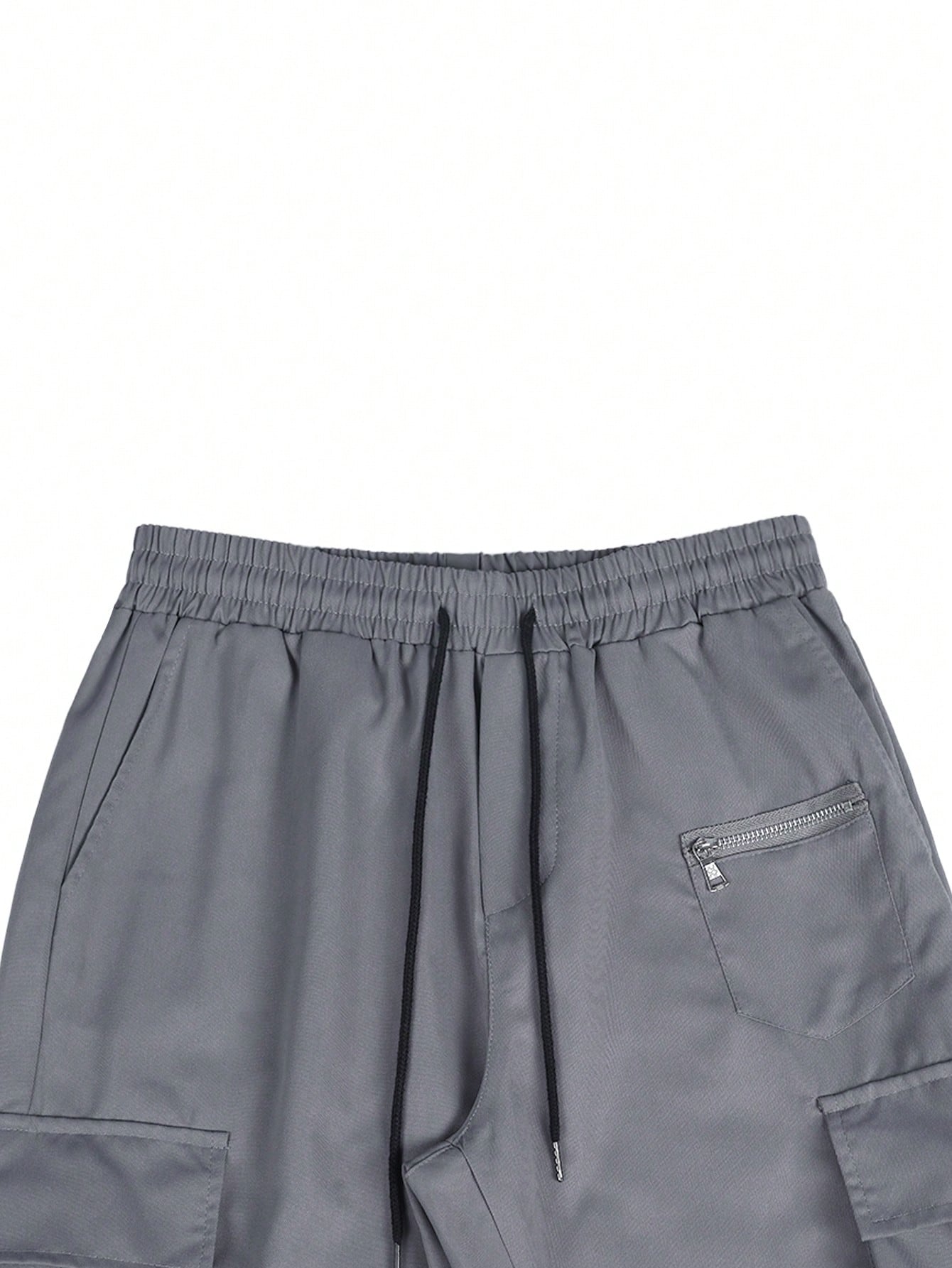 Fitwala™ Dark Grey Utility Cargo Pants – Multi-Pocket Korean Streetwear Style