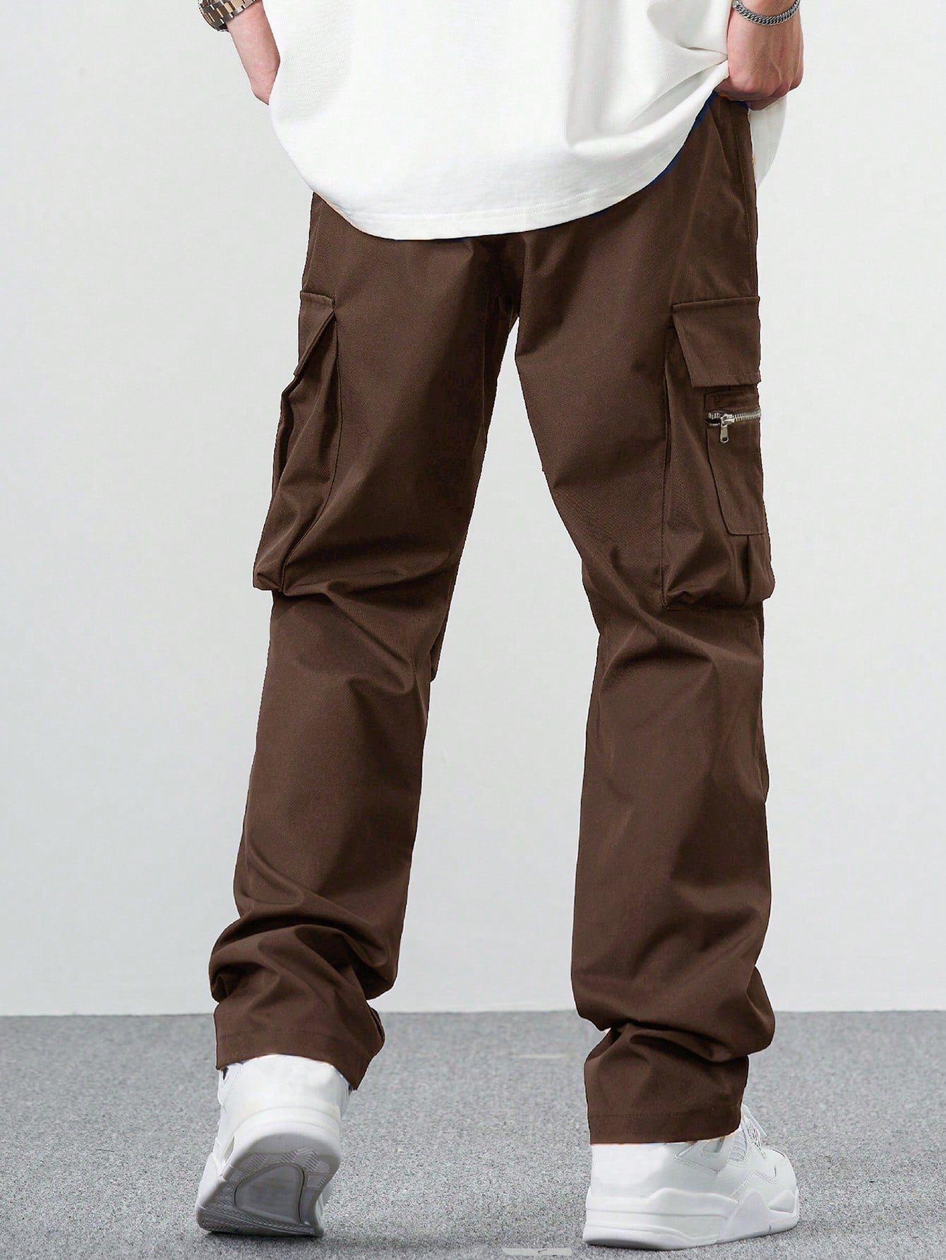 Fitwala™ Brown Utility Cargo Pants – Multi-Pocket Korean Streetwear Style
