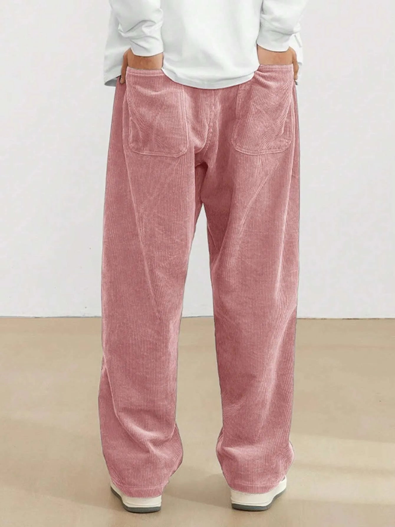 Soft Rose Korean Casual Regular Fit Corduroy Trouser