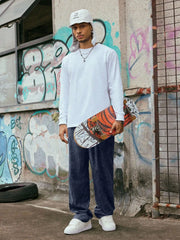Dark Blue Korean Casual Regular Fit Corduroy Trouser