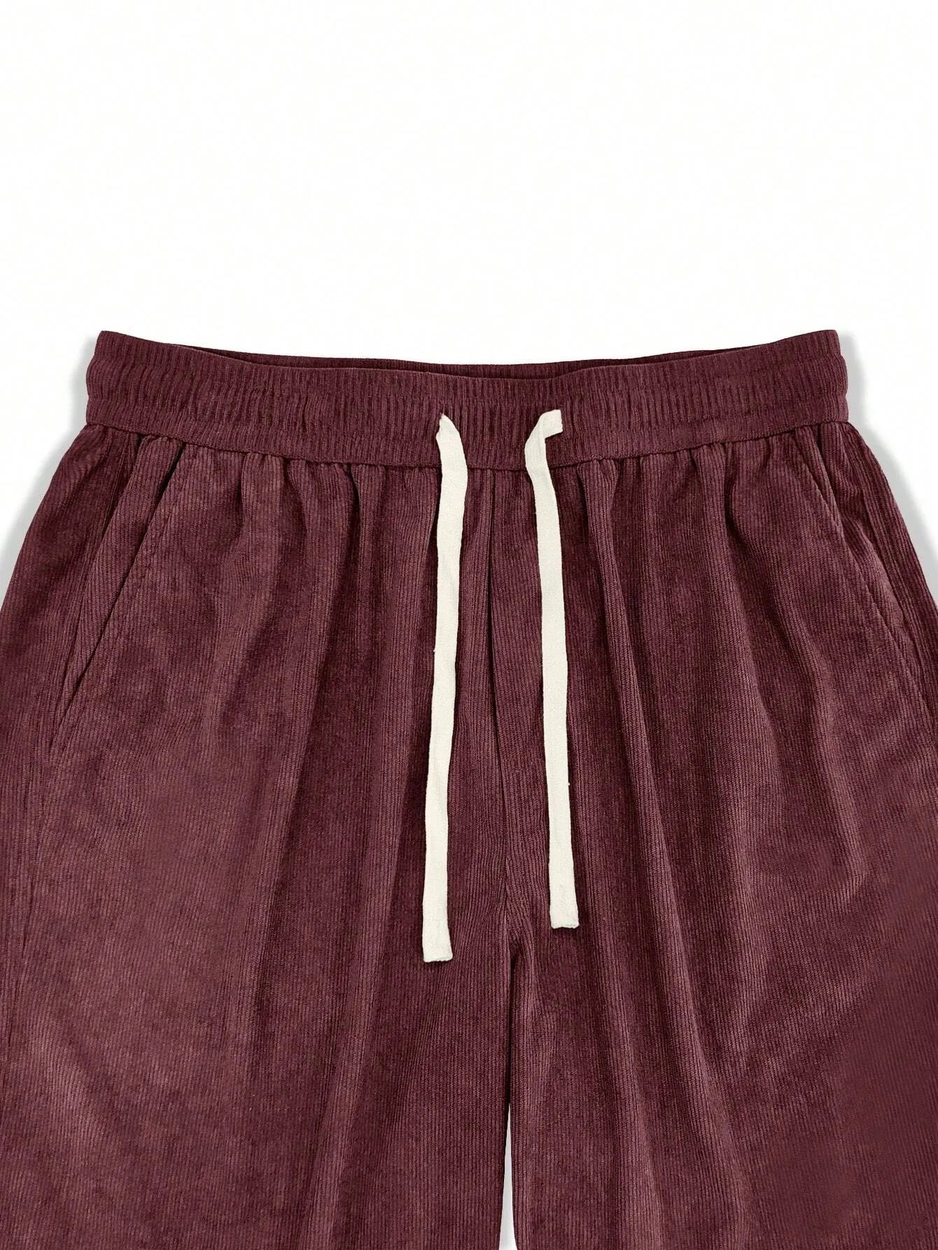 Burgundy Korean Casual Regular Fit Corduroy Trouser