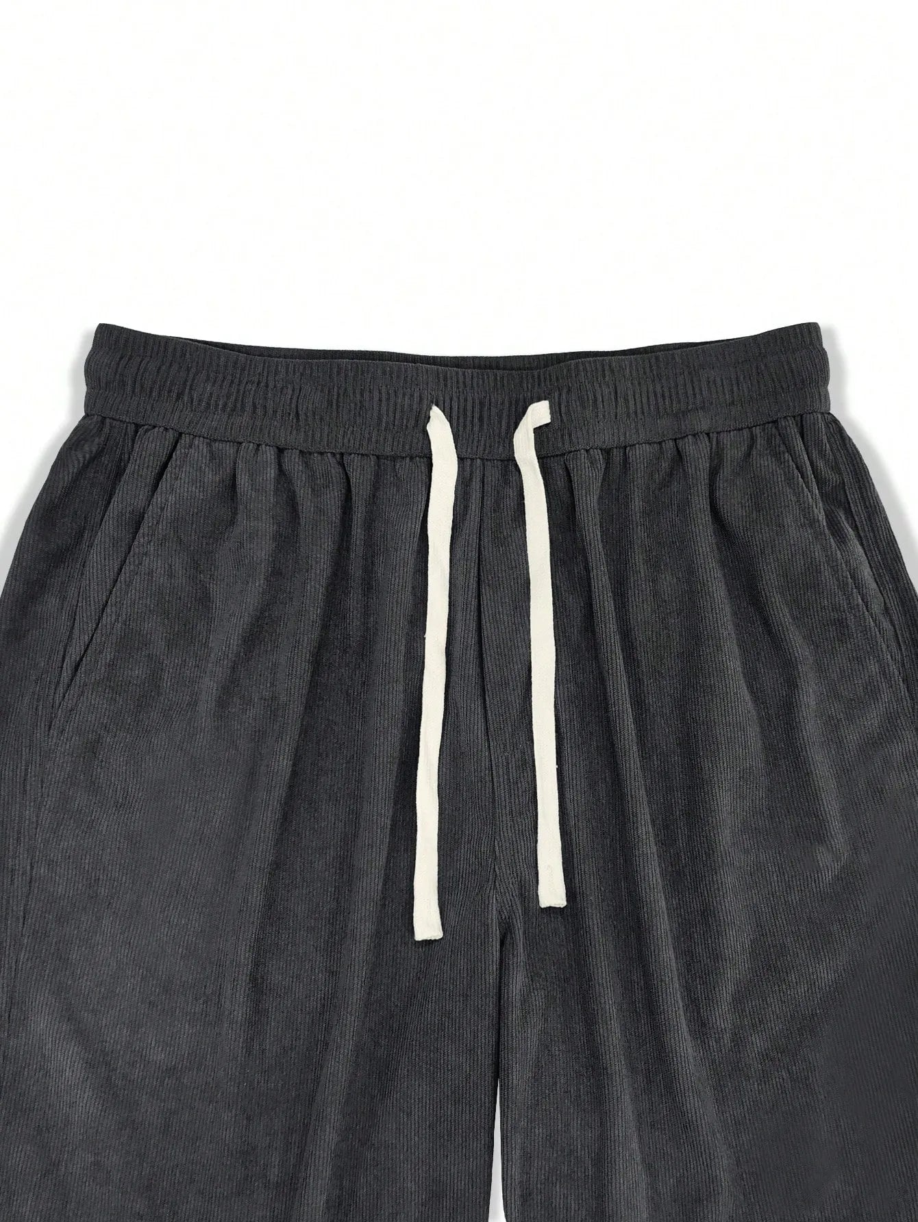 Dark Grey Korean Casual Regular Fit Corduroy Trouser