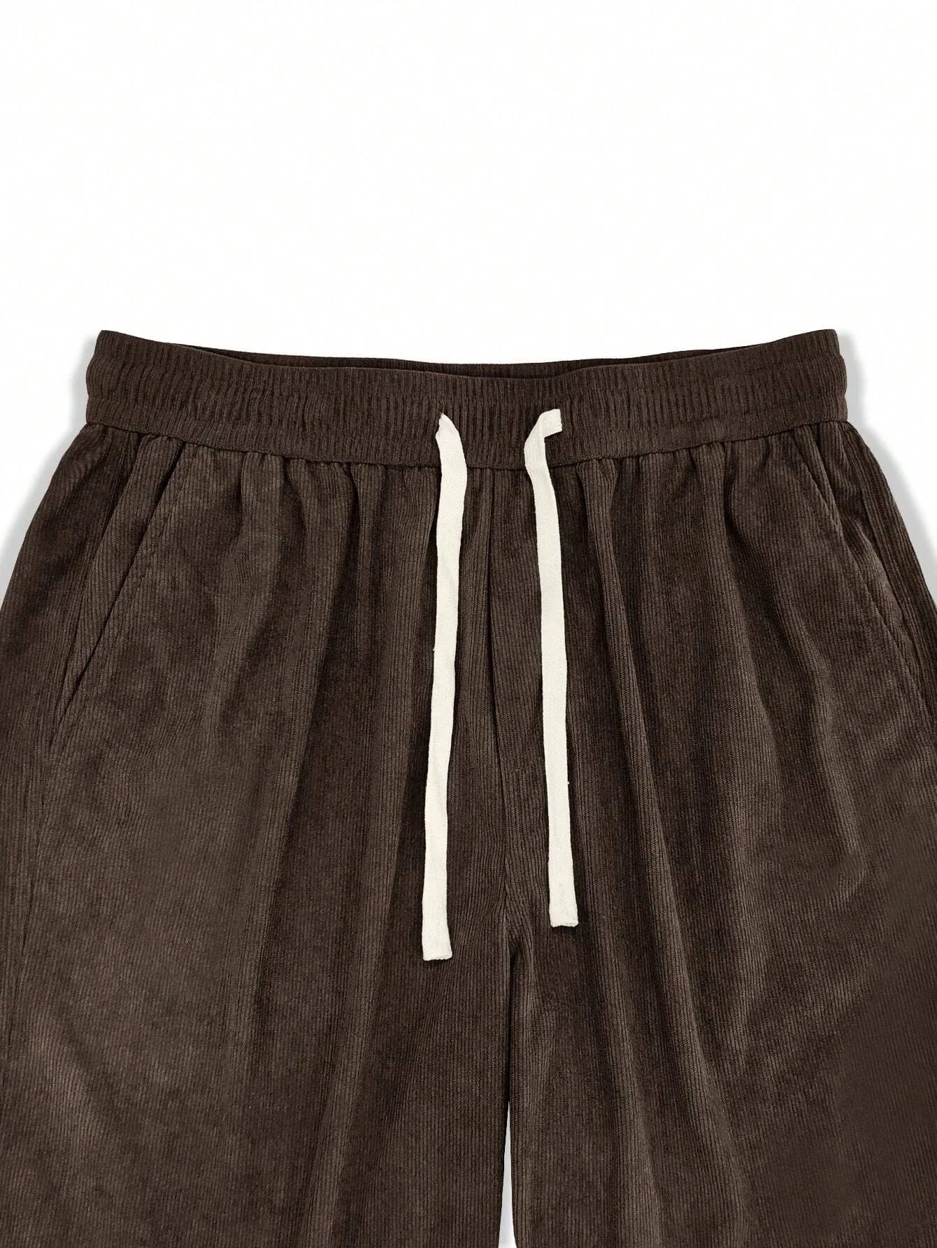 Coffee Brown Korean Casual Regular Fit Corduroy Trouser