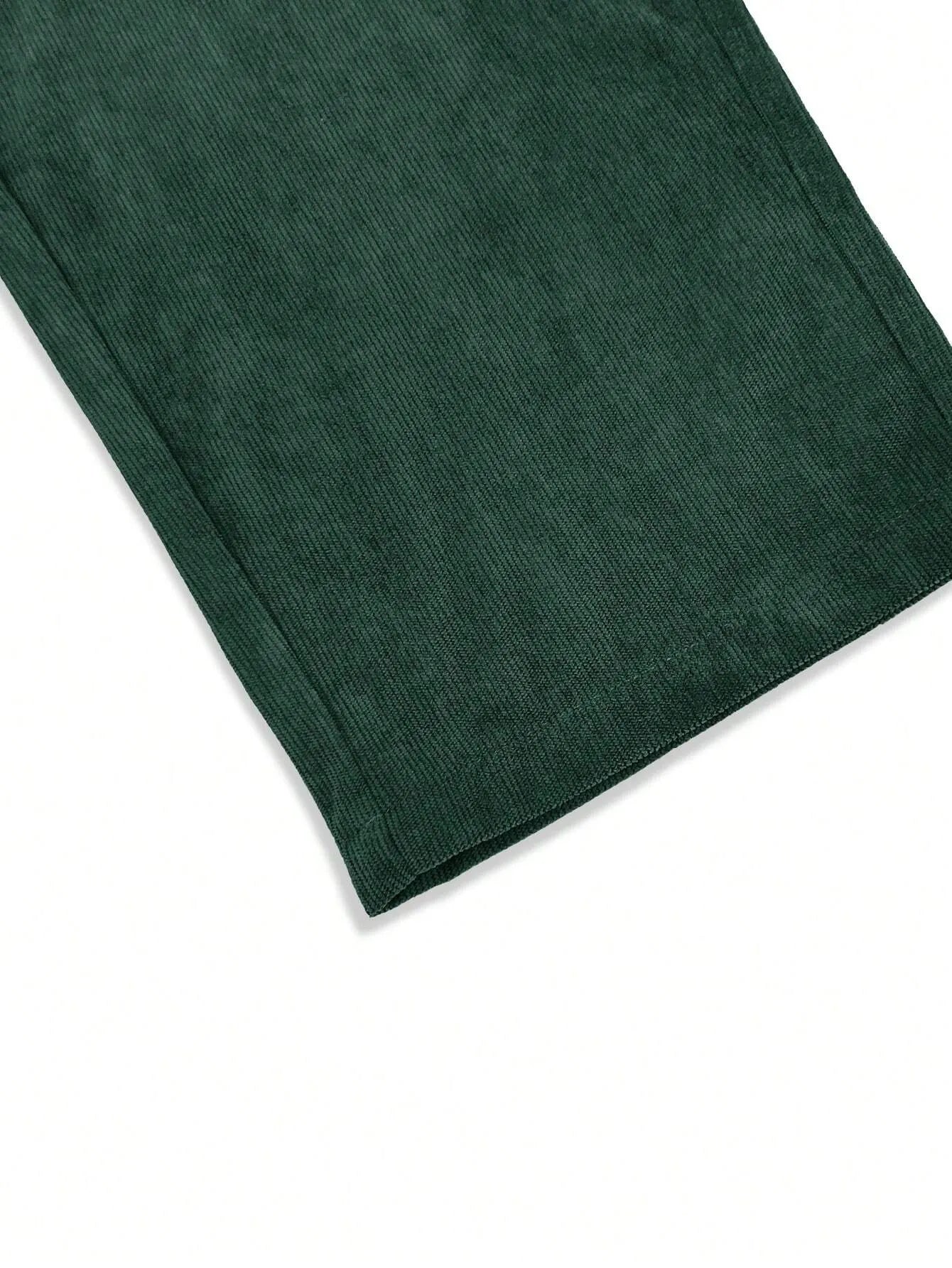 Dark Green Korean Casual Regular Fit Corduroy Trouser